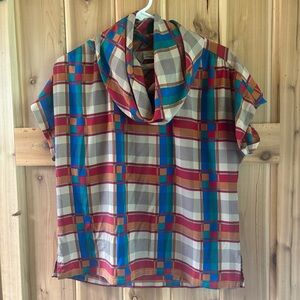 Liz Claiborne Vibrant Geometric Cowl Neck Top